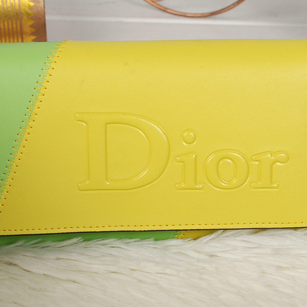 dior bi-fold wallet calfskin 119 yellow&green - Click Image to Close